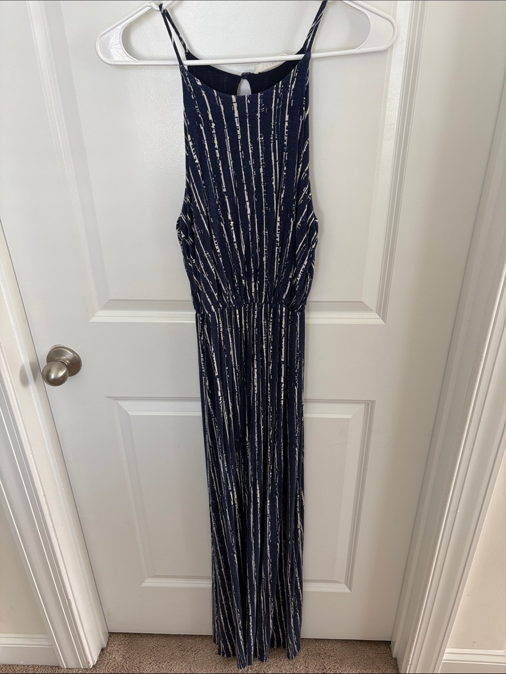 Lush Navy and White Vertical Stripe Maxi Dress